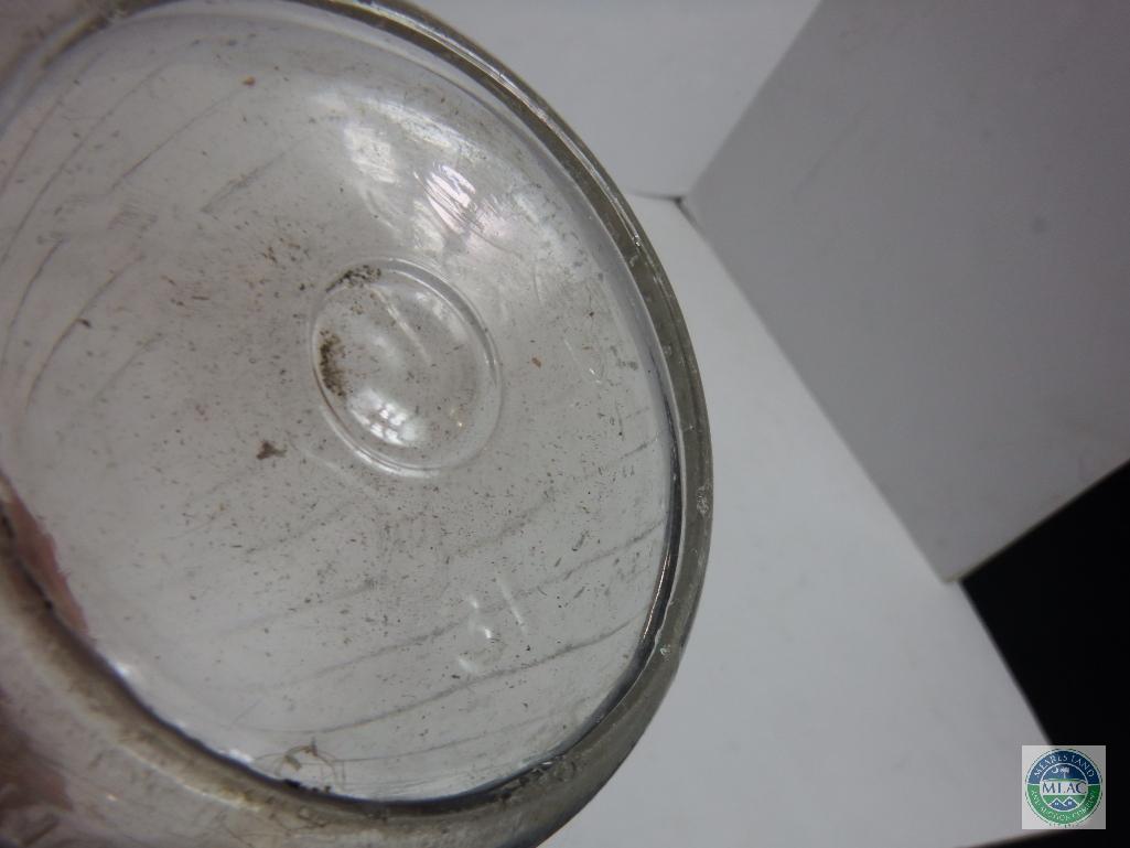 Bordens 1 Quart Clear Glass Ribbed Milk Jug Bottle