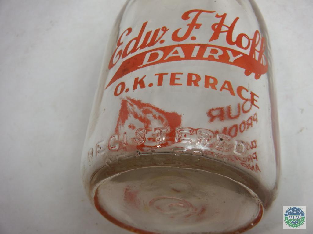 Edw F. Hoff Dairy O.k. Terrace Pint Clear Glass Bottle