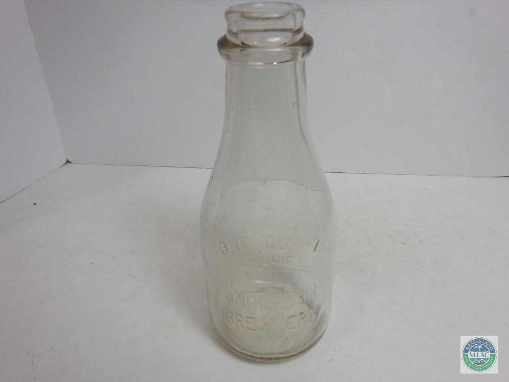 Anderson Creamery 1 Quart Clear Duraglass Dacra Bottle Jug