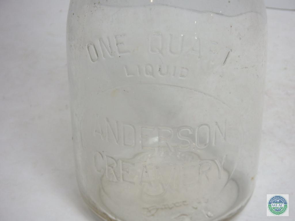 Anderson Creamery 1 Quart Clear Duraglass Dacra Bottle Jug