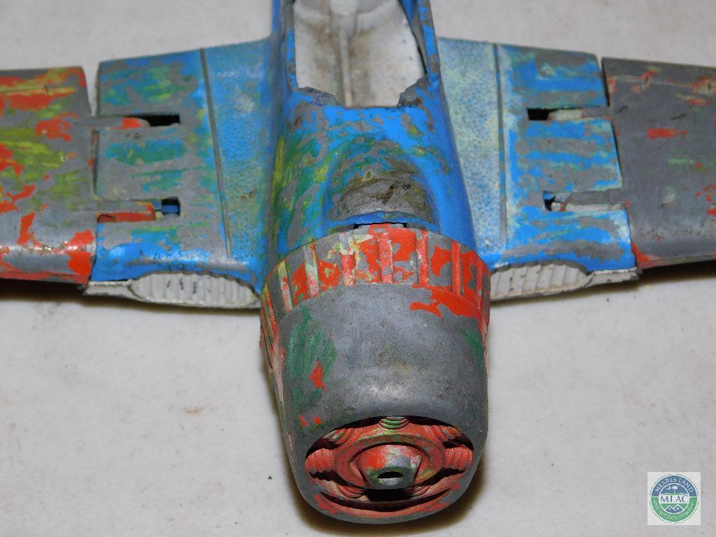 Hubley Kiddie Toy Airplane Metal *Broken back wing & Missing Cockpit Cover