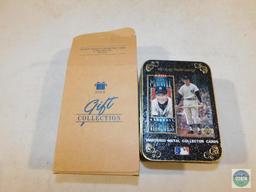 Metallic Impressions Embossed Metal Mickey Mantle Collector Cards in a Tin