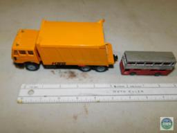 Siku Mercedes Metal Trash Truck and Matchbox '72 Lesney Double Decker Bus