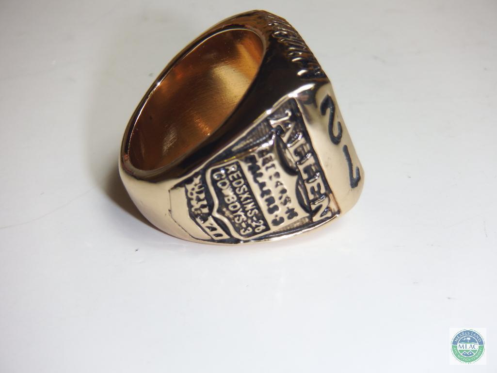NFL Champions 1972 Washington Redskins Gold tone Ring Allen