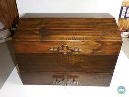 Wooden Treasure Chest Style Jewelry Box 16" x 13" x 12"