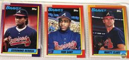 Sheet of Braves Baseball Cards produced by Topps 1983 & 1990