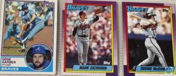 Sheet of Braves Baseball Cards produced by Topps 1983 & 1990