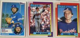 Sheet of Braves Baseball Cards produced by Topps 1983 & 1990