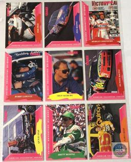 Sheet of TRAKS auto racing trading cards 1993