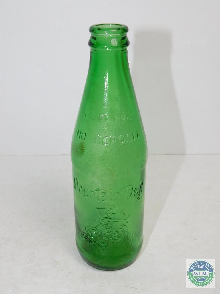 Mountain Dew Textured Green Glass Bottle "Tickle Your Innards!"