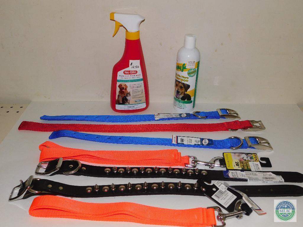 Lot Dog Collars, Oatmeal Shampoo, and Flea and Tick Repellant