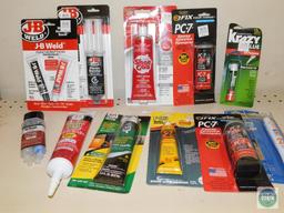 Lot of JB Weld, Shoe Goo, Kwik Seal, Gasket Sealant & Krazy Glue