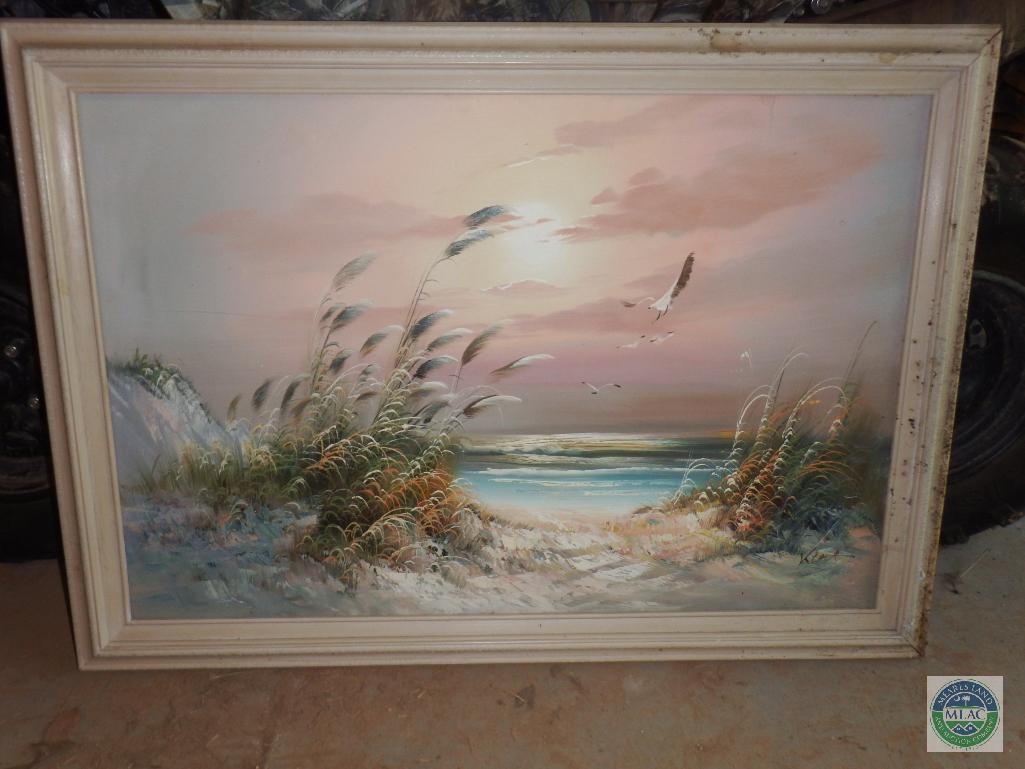 Paint on Canvas Framed Print Signed by Kent