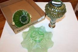 Glass Bowl, Decanter and Glass Basket.