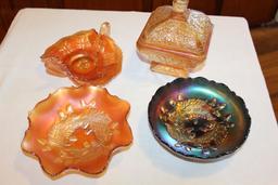 3 Fenton Bowls and Unknown Name Candy Dish.