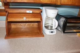 Toastmaster Oven, Bread Box and B&D Coffee Maker.