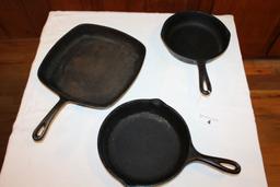 3 Cast Iron Pans