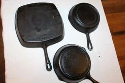 3 Cast Iron Pans