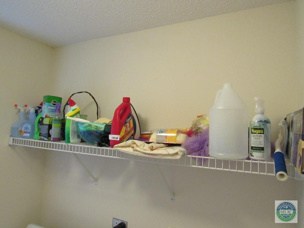 Contents of shelf in laundry room