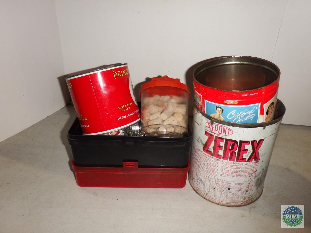 Old Cans & Plastic box with Parts & Nails