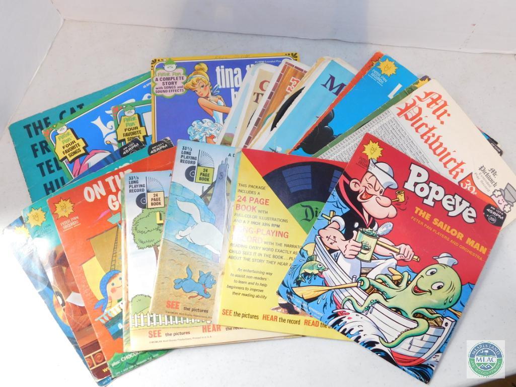 Lot Children's 33 Vinyl Records Popeye, Walt Disney, +