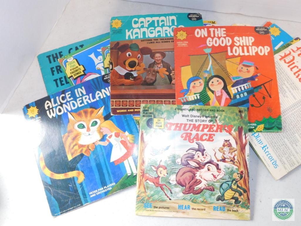 Lot Children's 33 Vinyl Records Popeye, Walt Disney, +