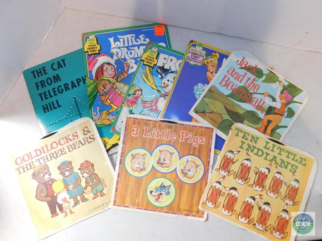 Lot Children's 33 Vinyl Records Popeye, Walt Disney, +