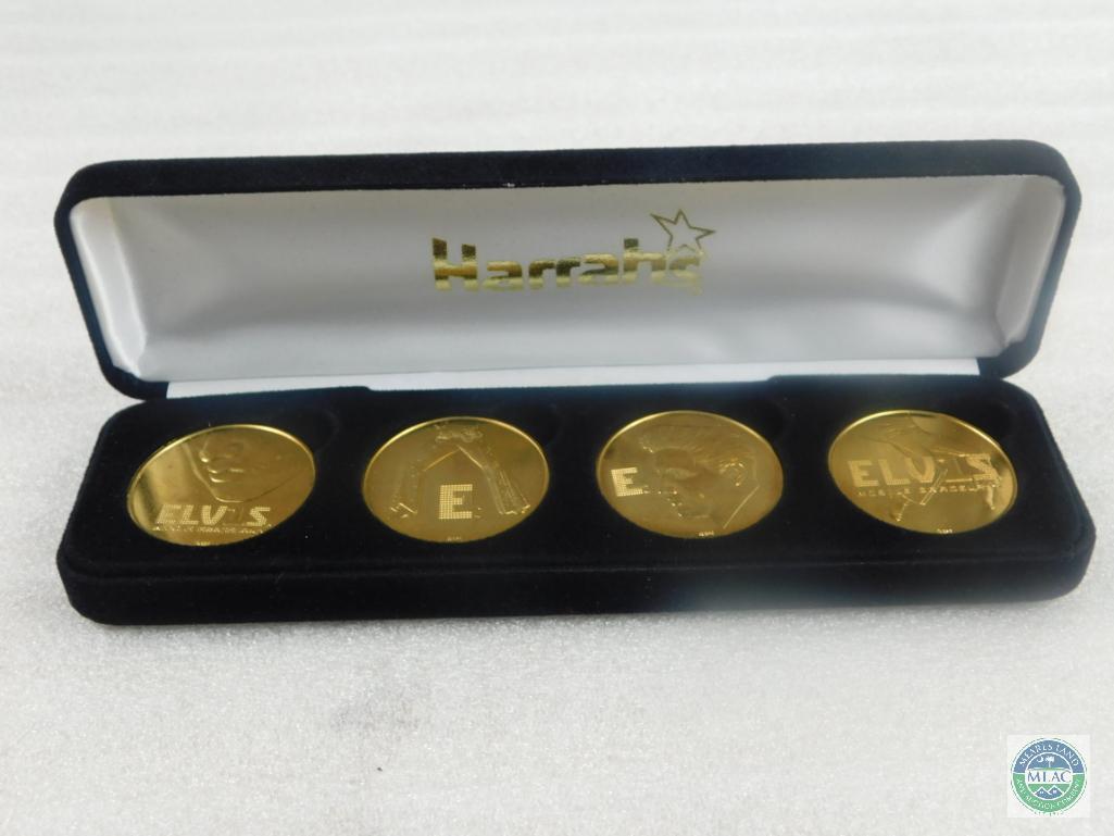 Set 4 Harrah's Elvis 1 Gold Tone Tokens