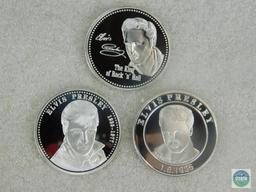 Lot 3 Elvis Presley Silvertone Tokens / Coins