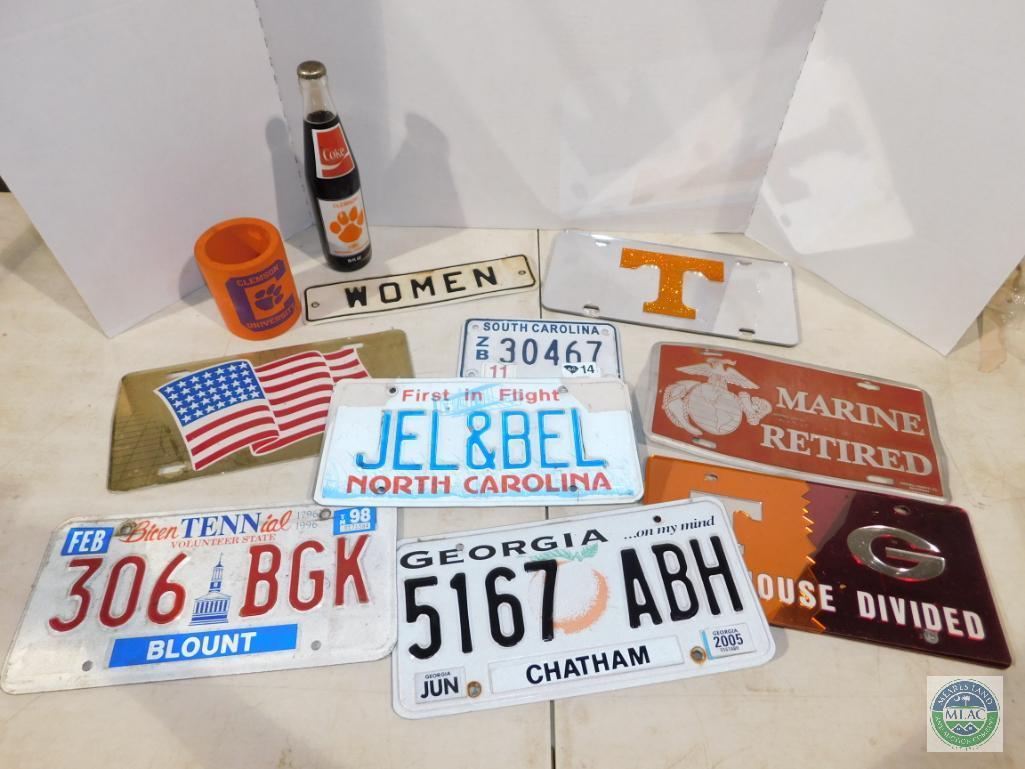 Lot License Plate Tags Clemson 1981 Coke & Koozie