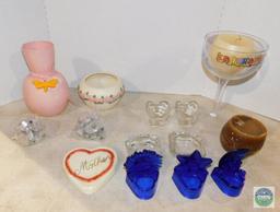 Lot of Decorative Glass Vases & Candle Holder