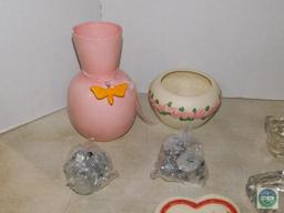 Lot of Decorative Glass Vases & Candle Holder