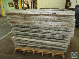 Pallet of 31 aluminum MC Flock screen print frames - 67 x 44.5 inches