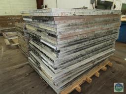 Pallet of 31 aluminum MC Flock screen print frames - 67 x 44.5 inches