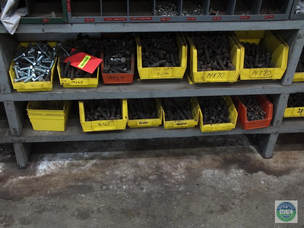 Lot of Plastic Bins with Fasteners and Bolts