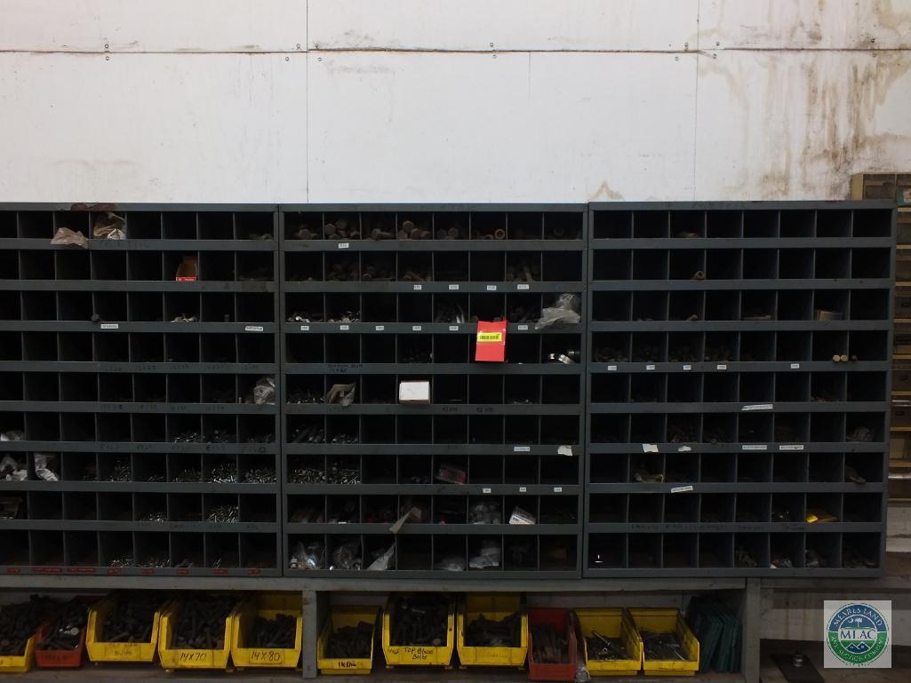3 Metal bins with Bolts and Fasteners
