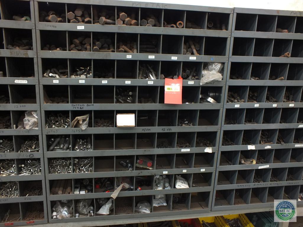 3 Metal bins with Bolts and Fasteners