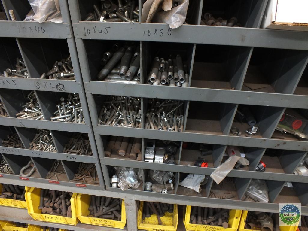 3 Metal bins with Bolts and Fasteners