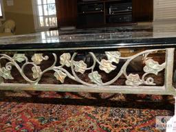 Glass Top Bronze Metal Leg Coffee Table