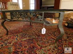 Glass Top Bronze Metal Leg Coffee Table