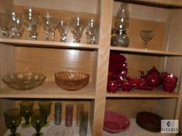 Contents of Kitchen Cabinet - Glassware, Rose Dinnerware, Bowls, etc