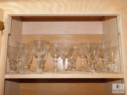 Contents of Kitchen Cabinet - Glassware, Rose Dinnerware, Bowls, etc