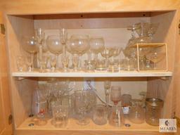 Contents Kitchen Cabinet - Lot Lead Crystal Glasses & Stemware