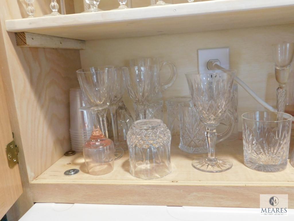 Contents Kitchen Cabinet - Lot Lead Crystal Glasses & Stemware