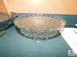 Lot 3 Glass Pedestal Cake / Pie Trays 1 Lid