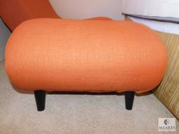 Modern Style Accent Chair with Matching Ottoman Orange Fabric