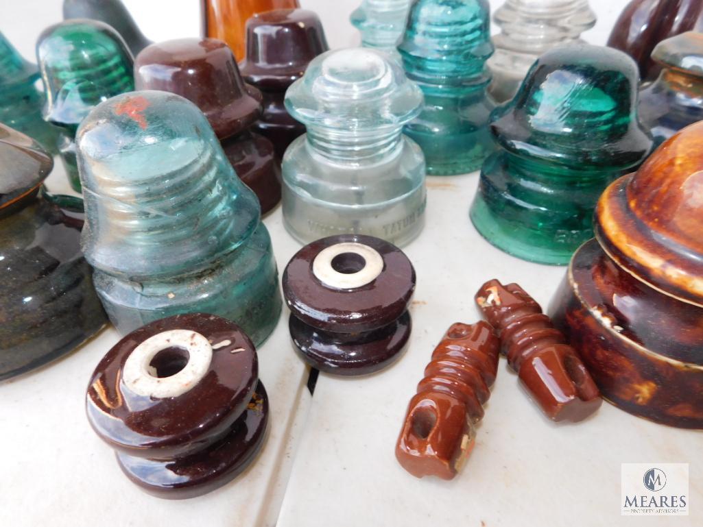 Large Assortment Glass & Ceramic Insulators