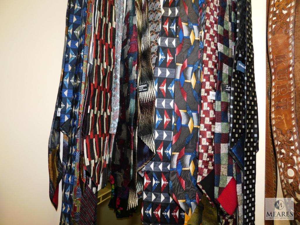 Lot of Mens Leather Belts & Buckles & Neck Ties