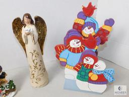 Lot of Christmas Decorations Angel Snowmen Santa & 2 Ornaments