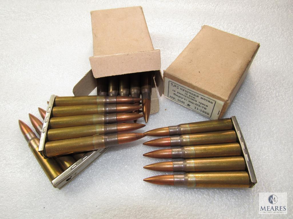 Lot 35 Rounds 8mm Mauser Ammunition Ammo on Stripper Clips